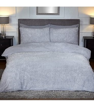 SPARKLE TEDDY FLEECE DUVET SET GREY KS