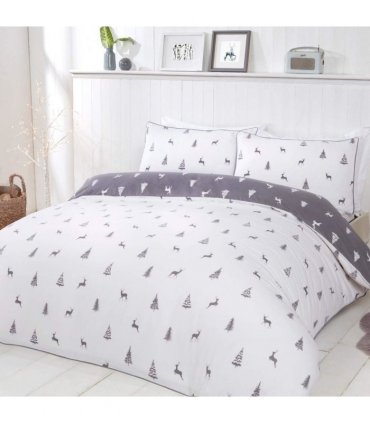 DITSY STAGS & TREES GREY DUVET SET SK