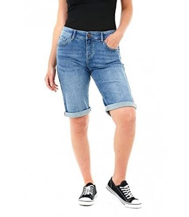 LADY KNEE LENGTH DENIM SHORT MIDBLUE 12