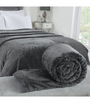 WAFFLE THROW CHARCOAL 150-200CM