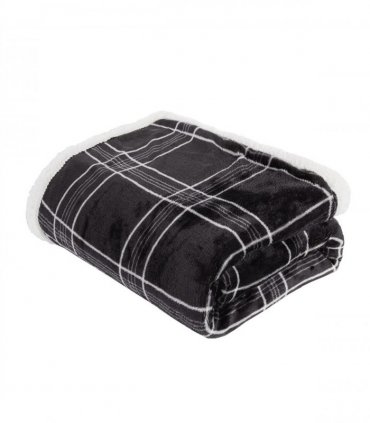 CHECK PRINTED FLEECE THROW RED 150X200