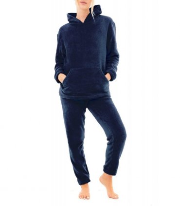 LADIES FLEECE HOODIE & JOGGER SET NVY S