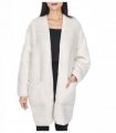 LADIES BORG HOUSE COAT W/BINDING CRM M/L