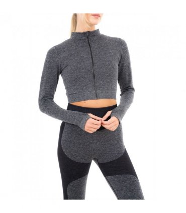 MARL WITH RIB SEAMLESS JACKET BLACK M