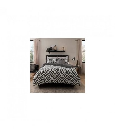 GEO JACQUARD FLEECE DUVET SET CHARCL SK