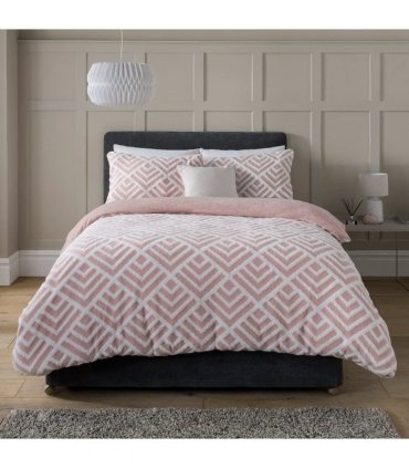 GEO JACQUARD FLEECE DUVET SET BLUSH SB