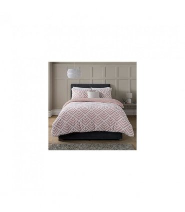 GEO JACQUARD FLEECE DUVET SET BLUSH SB