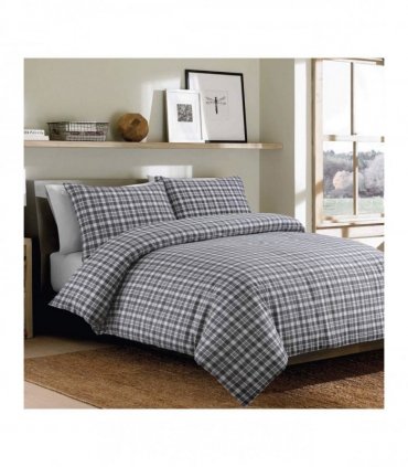 BONTON FLANNEL GREY PLAID BEDSET KS