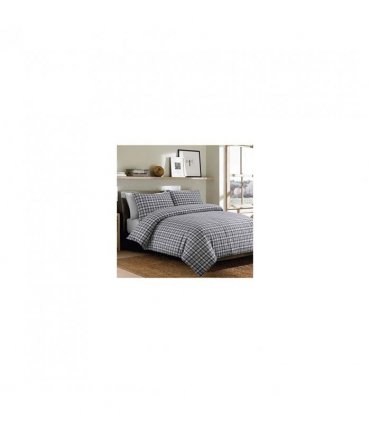 BONTON FLANNEL GREY PLAID BEDSET KS