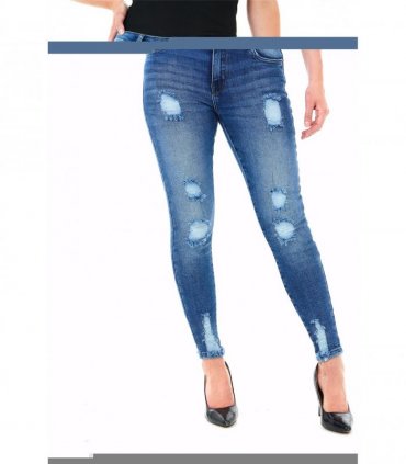 MULTI RIP SKINNY DARK BLUE WASH 27