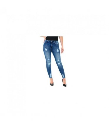 MULTI RIP SKINNY DARK BLUE WASH 27
