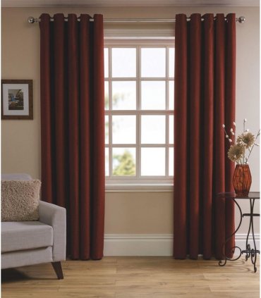 HERRINGBONE EYE LINED RED CURT 66X54