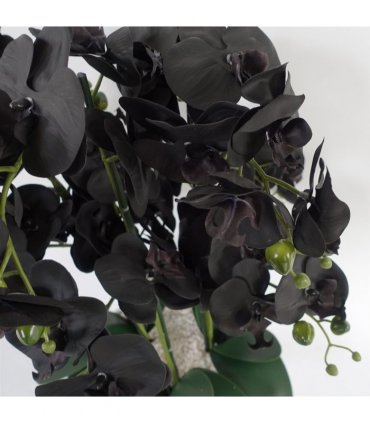 60cm Orchid Artificial Black - White Ceramic Planter