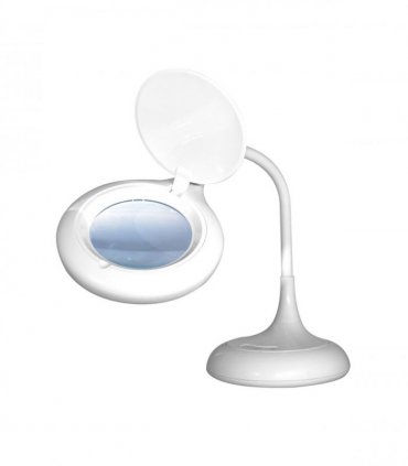 Desk Lamp Magnifier White 52cm Height 3X Magnification Flexible Gooseneck