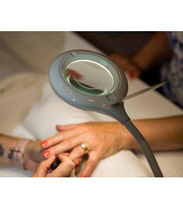 Desk Lamp Magnifier White 52cm Height 3X Magnification Flexible Gooseneck