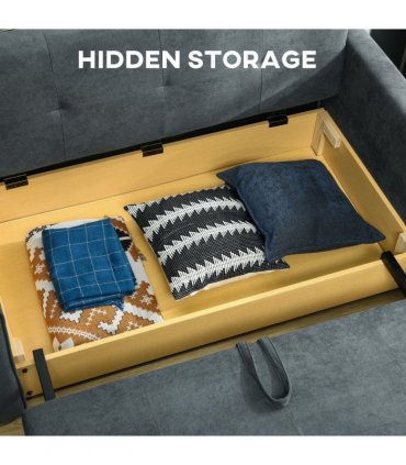 HOMCOM 2 Seater Sofa Bed Convertible Bed Settee with 2 Cushions Storage