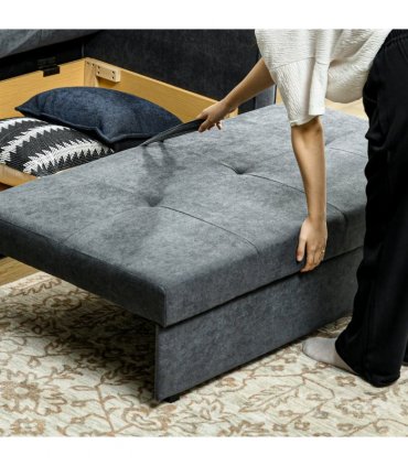 HOMCOM 2 Seater Sofa Bed Convertible Bed Settee with 2 Cushions Storage