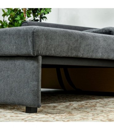 HOMCOM 2 Seater Sofa Bed Convertible Bed Settee with 2 Cushions Storage