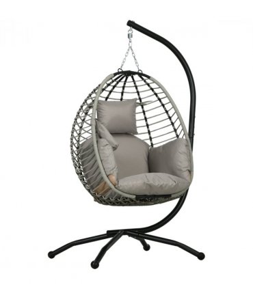 Outsunny Hanging Swing Chair with Thick Cushion, Patio Hanging Chair, Grey