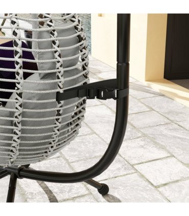 Outsunny Hanging Swing Chair with Thick Cushion, Patio Hanging Chair, Grey