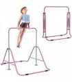 HOMCOM Kids Gymnastic Bar with Adjustable Height, Foldable Training Bar - Pink