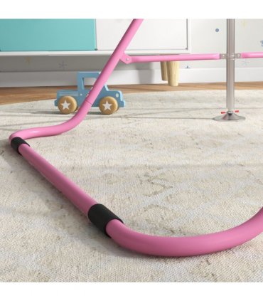 HOMCOM Kids Gymnastic Bar with Adjustable Height, Foldable Training Bar - Pink