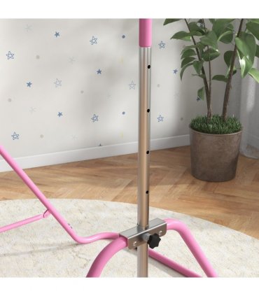 HOMCOM Kids Gymnastic Bar with Adjustable Height, Foldable Training Bar - Pink