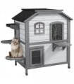PawHut Kitten Condo with Openable Roof, Catio Enclosure Furniture, White