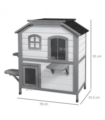 PawHut Kitten Condo with Openable Roof, Catio Enclosure Furniture, White