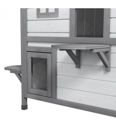 PawHut Kitten Condo with Openable Roof, Catio Enclosure Furniture, White