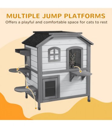 PawHut Kitten Condo with Openable Roof, Catio Enclosure Furniture, White