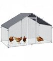 PawHut Walk In Chicken Run Large Galvanised Chicken Coop with Cover