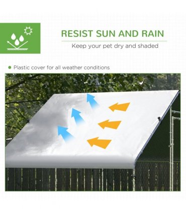 PawHut Walk In Chicken Run Large Galvanised Chicken Coop with Cover