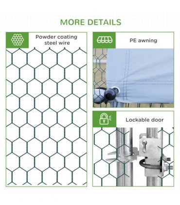 PawHut Walk In Chicken Run Large Galvanised Chicken Coop with Cover