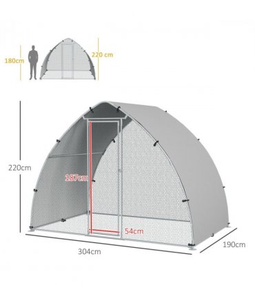 PawHut Walk-In Chicken Run with Cover, for 4-6 Chickens, 3 x 1.9 x 2.2m