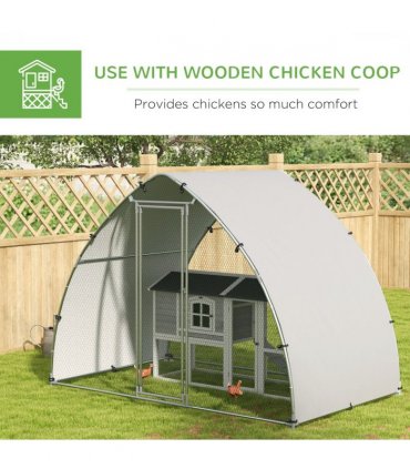 PawHut Walk-In Chicken Run with Cover, for 4-6 Chickens, 3 x 1.9 x 2.2m