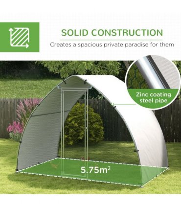 PawHut Walk-In Chicken Run with Cover, for 4-6 Chickens, 3 x 1.9 x 2.2m