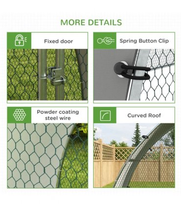 PawHut Walk-In Chicken Run with Cover, for 4-6 Chickens, 3 x 1.9 x 2.2m