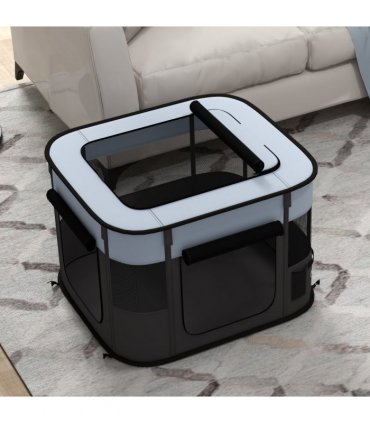 PawHut Portable Dog Pen for Puppies, Rabbits, Kittens, Guinea Pigs - Grey