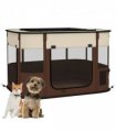 PawHut Portable Dog Pen for Puppies, Rabbits, Kittens, Guinea Pigs - Brown
