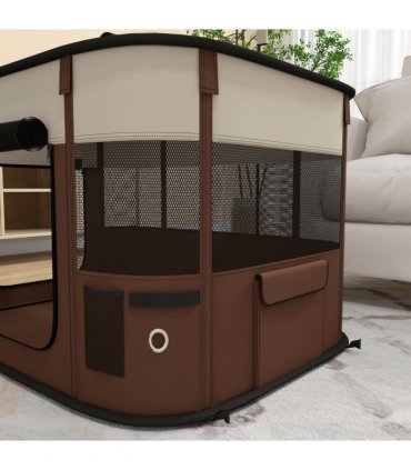PawHut Portable Dog Pen for Puppies, Rabbits, Kittens, Guinea Pigs - Brown