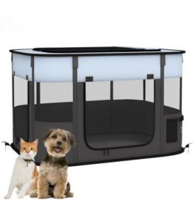 PawHut Portable Dog Pen for Puppies, Rabbits, Kittens, Guinea Pigs - Grey