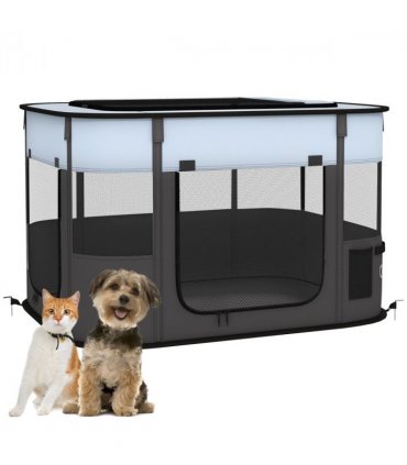PawHut Portable Dog Pen for Puppies, Rabbits, Kittens, Guinea Pigs - Grey