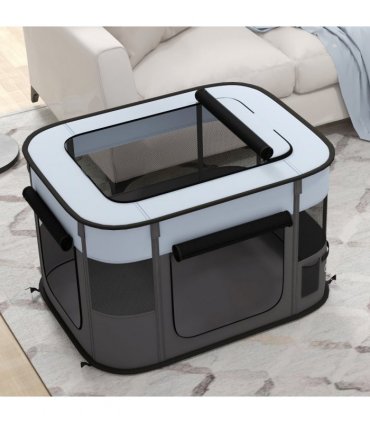 PawHut Portable Dog Pen for Puppies, Rabbits, Kittens, Guinea Pigs - Grey