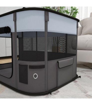 PawHut Portable Dog Pen for Puppies, Rabbits, Kittens, Guinea Pigs - Grey