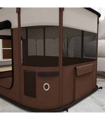 PawHut Portable Dog Pen for Puppies, Rabbits, Kittens, Guinea Pigs - Brown