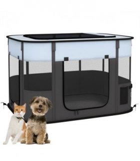 PawHut Portable Dog Pen for Puppies, Rabbits, Kittens, Guinea Pigs - Grey