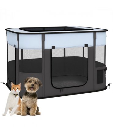 PawHut Portable Dog Pen for Puppies, Rabbits, Kittens, Guinea Pigs - Grey