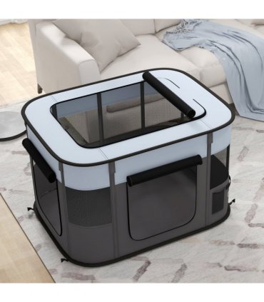 PawHut Portable Dog Pen for Puppies, Rabbits, Kittens, Guinea Pigs - Grey