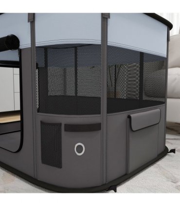 PawHut Portable Dog Pen for Puppies, Rabbits, Kittens, Guinea Pigs - Grey